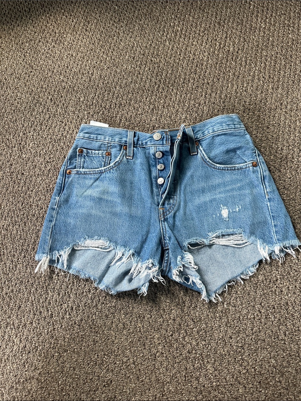 Levi's Light Blue Distressed Denim Cutoff Shorts